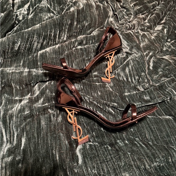 Yves Saint Laurent Shoes - Yves Saint Laurent Black Heels with Gold Logo